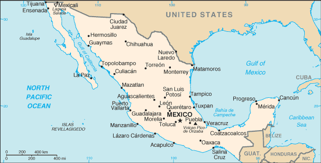 Karta över Mexiko